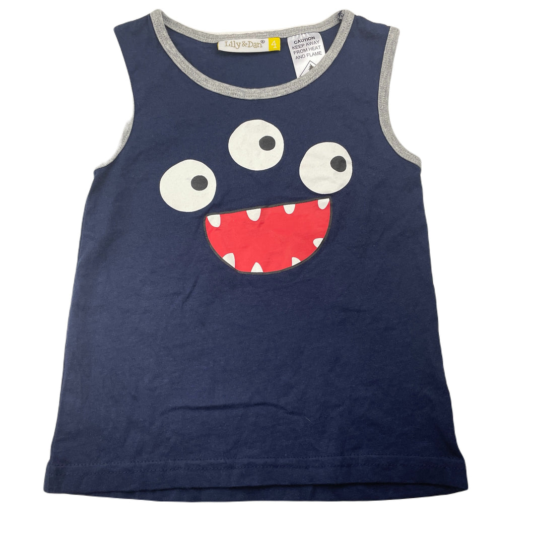 Boys Lily & Dan, cotton pyjama singlet top, EUC, size 4,  