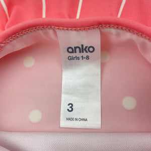 Girls Anko, pink & white spot swim one-piece, GUC, size 3,  