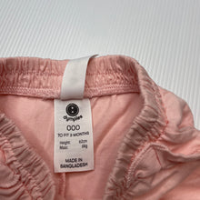 Load image into Gallery viewer, Girls Dymples, pink organic cotton shorts, elasticated, GUC, size 000,  