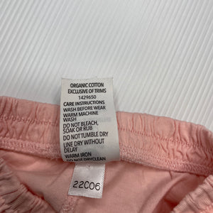 Girls Dymples, pink organic cotton shorts, elasticated, GUC, size 000,  