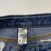 Load image into Gallery viewer, Girls Anko, blue stretch denim shorts, adjustable, GUC, size 8,  