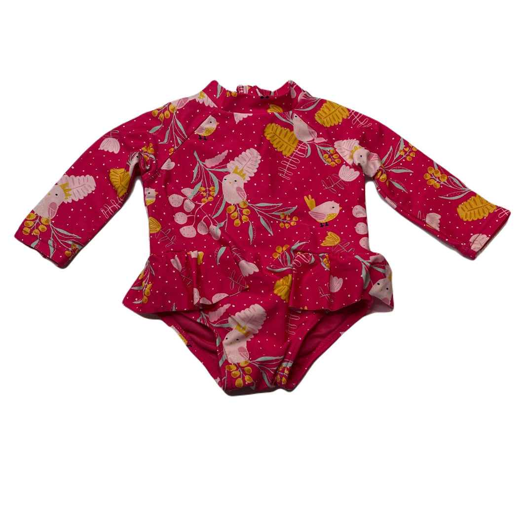 Girls colourful, long sleeve swim one-piece, GUC, size 00,  