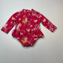 Load image into Gallery viewer, Girls colourful, long sleeve swim one-piece, GUC, size 00,  