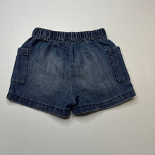 Load image into Gallery viewer, Girls H&amp;M, soft feel lightweight denim shorts, elasticated, GUC, size 0,  