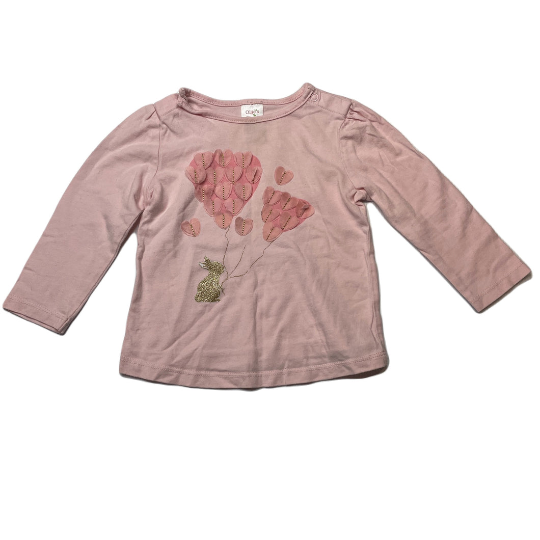 Girls Ollies Place, pink cotton long sleeve t-shirt top, GUC, size 1,  