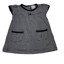 Load image into Gallery viewer, Girls Papoose Mini, navy stripe cotton dress, GUC, size 00, L: 32cm