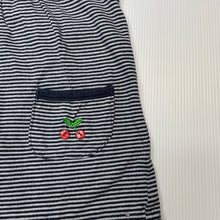 Load image into Gallery viewer, Girls Papoose Mini, navy stripe cotton dress, GUC, size 00, L: 32cm