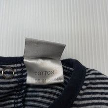 Load image into Gallery viewer, Girls Papoose Mini, navy stripe cotton dress, GUC, size 00, L: 32cm