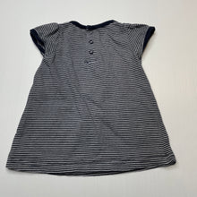Load image into Gallery viewer, Girls Papoose Mini, navy stripe cotton dress, GUC, size 00, L: 32cm