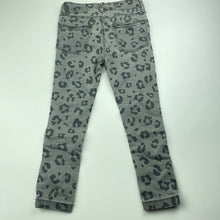 Load image into Gallery viewer, Girls Cotton On, animal print stretch denim pants, adjustable, Inside leg: 38cm, FUC, size 3,  