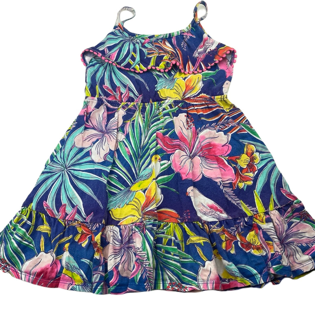 Girls The Childrens Place, floral cotton summer dress, wash fade, FUC, size 5, L: 55cm
