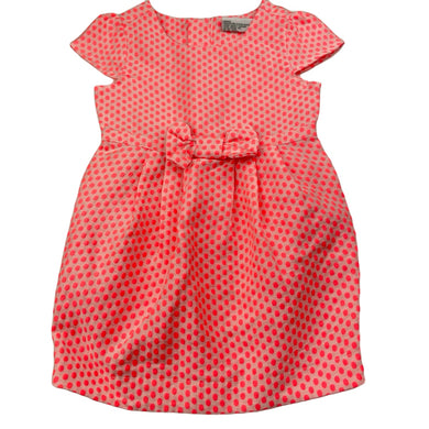 Girls Mango, fluoro spot party dress, EUC, size 3, L: 47cm