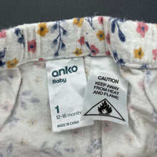 Load image into Gallery viewer, Girls Anko, floral flannel cotton pyjama pants, FUC, size 1,  