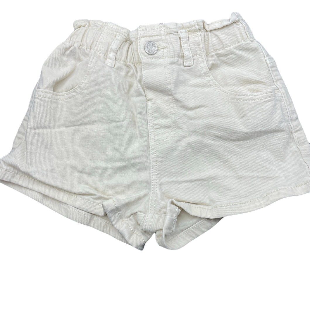 Girls Zara, cream stretch denim shorts, elasticated, FUC, size 3-4,  