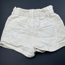 Load image into Gallery viewer, Girls Zara, cream stretch denim shorts, elasticated, FUC, size 3-4,  