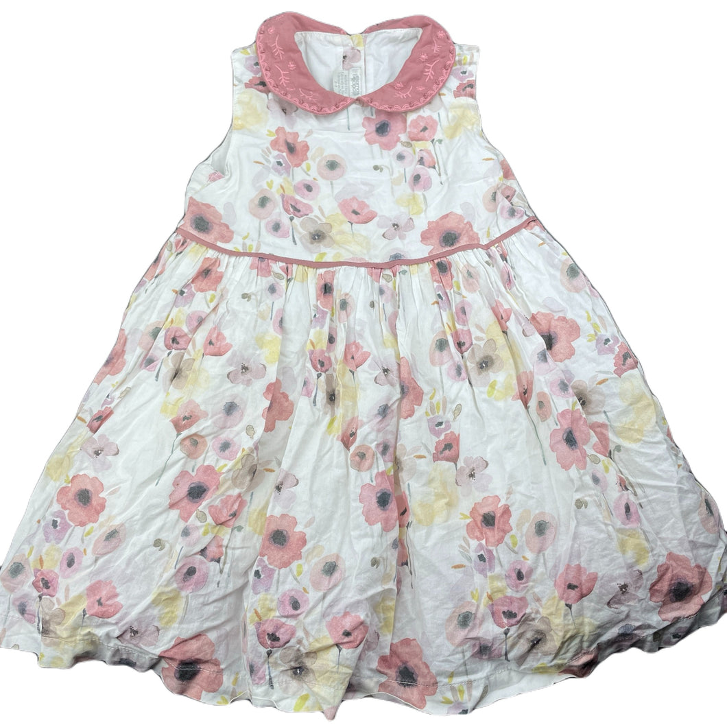 Girls Mamas & Papas, lined lightweight floral cotton dress, FUC, size 2-3, L: 50cm