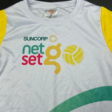 Load image into Gallery viewer, Girls Netball Australia, lightweight sports top, small mark neck, FUC, size 8,  