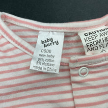 Load image into Gallery viewer, Girls Baby Berry, pink &amp; white stripe romper, GUC, size 0000,  