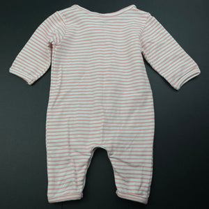 Girls Baby Berry, pink & white stripe romper, GUC, size 0000,  