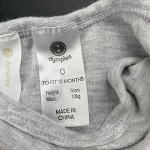 unisex Dymples, grey marle bodsyuit / romper, dad, EUC, size 0,  