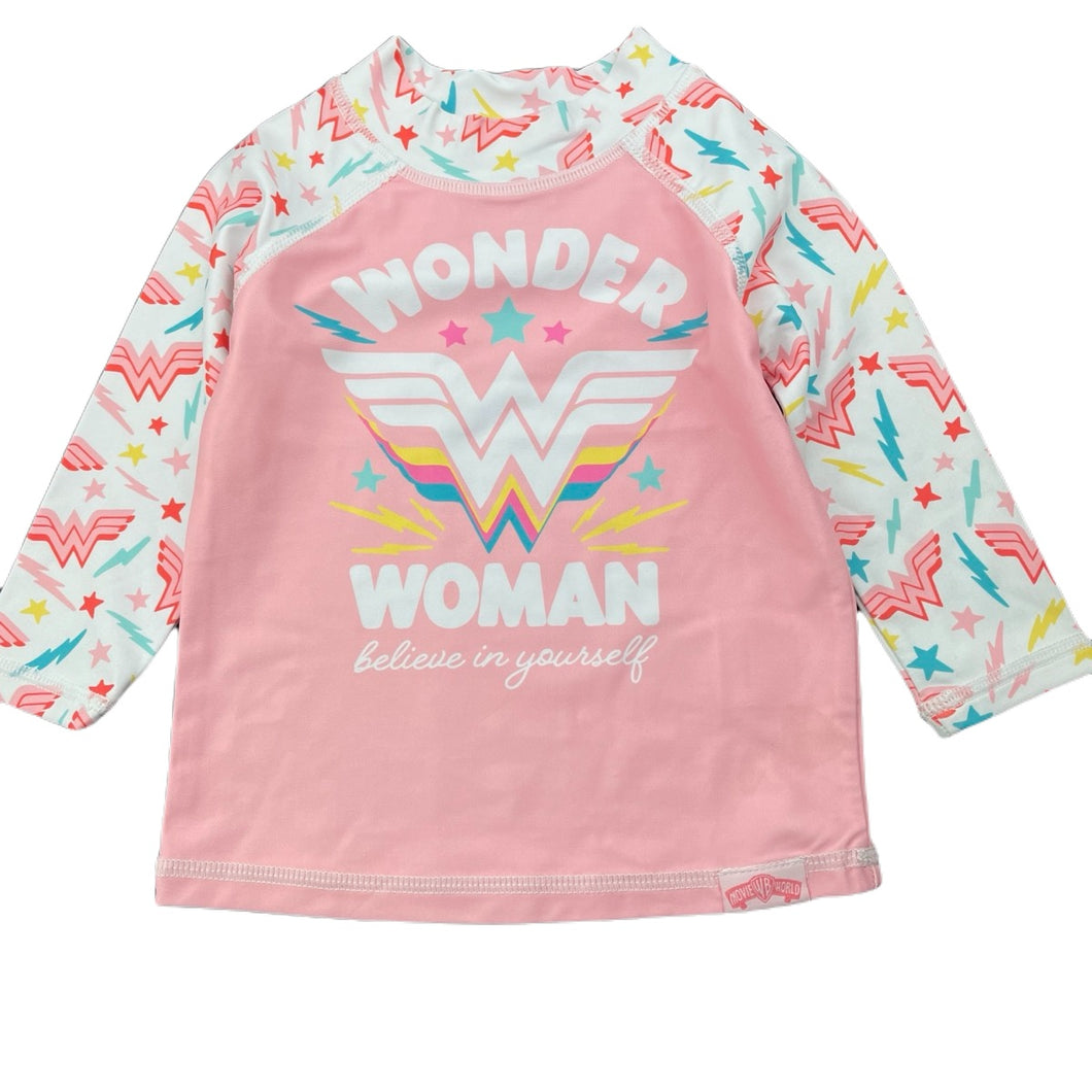 Girls Movie World, Wonder Woman long sleeve rashie / swim top, EUC, size 0,  