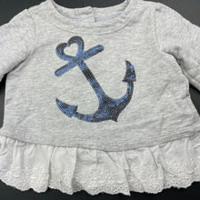 Load image into Gallery viewer, Girls Babies R Us, broderie trim cotton long sleeve top, light mark back left sleeve, FUC, size 00,  