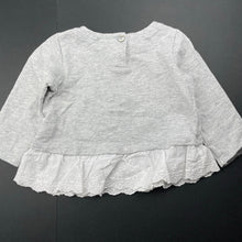 Load image into Gallery viewer, Girls Babies R Us, broderie trim cotton long sleeve top, light mark back left sleeve, FUC, size 00,  