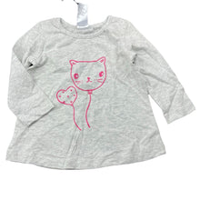 Load image into Gallery viewer, Girls Kids &amp; Co, grey cotton long sleeve top, cat, NEW, size 0,  