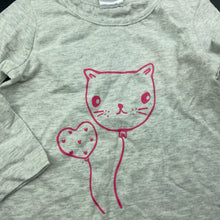 Load image into Gallery viewer, Girls Kids &amp; Co, grey cotton long sleeve top, cat, NEW, size 0,  