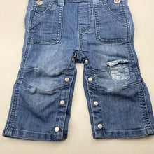 Load image into Gallery viewer, Boys Pumpkin Patch, blue stretch denim overalls / dungarees, GUC, size 00,  