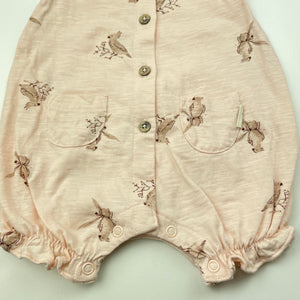 Girls Anko, pink cotton romper, birds, EUC, size 0000,  