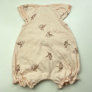 Girls Anko, pink cotton romper, birds, EUC, size 0000,  