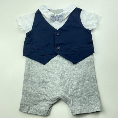 Boys Bebe by Minihaha, cotton all-in-one romper outfit, light discolouration collar, FUC, size 00,  