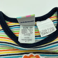 Load image into Gallery viewer, Boys PP, striped cotton bodysuit / romper, lion, GUC, size 00,  