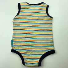 Load image into Gallery viewer, Boys PP, striped cotton bodysuit / romper, lion, GUC, size 00,  