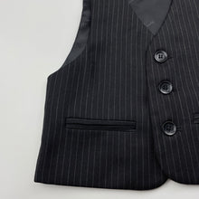 Load image into Gallery viewer, Boys Mini World, black pin stripe formal waistcoat / vest, GUC, size 1-2,  