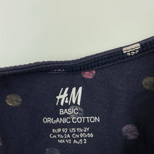 Load image into Gallery viewer, Girls H&amp;M, navy organic cotton casual dress, FUC, size 2, L: 48cm