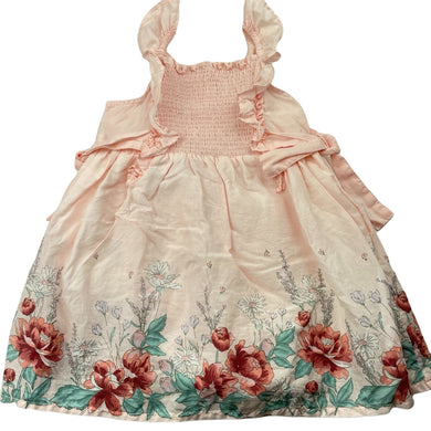 Girls Anko, lined floral cotton summer dress + nappy cover, NEVER WORN, EUC, size 1, L: 44cm