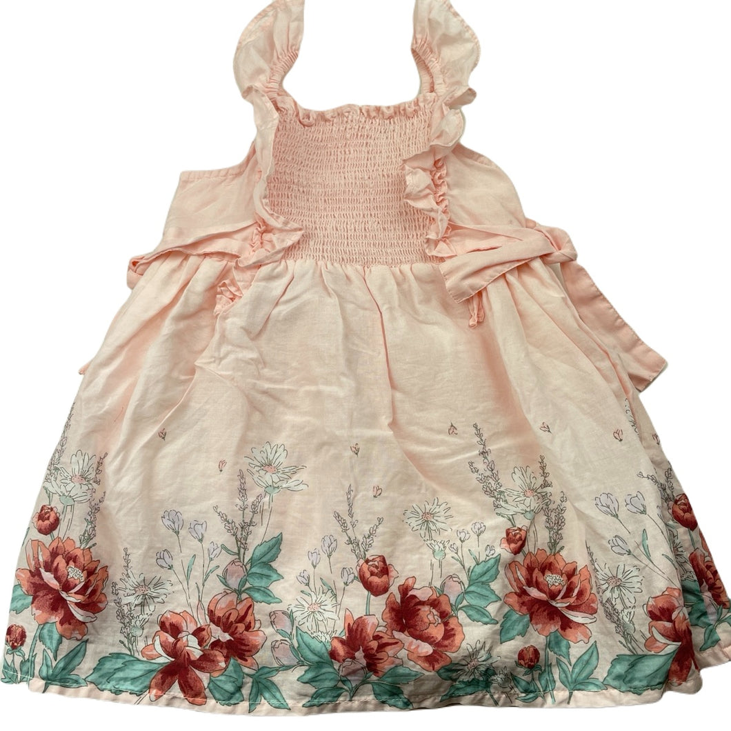 Girls Anko, lined floral cotton summer dress + nappy cover, NEVER WORN, EUC, size 1, L: 44cm