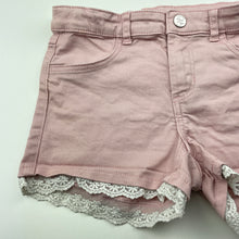 Load image into Gallery viewer, Girls H&amp;M, lace trim stretch cotton shorts, adjustable, FUC, size 10,  