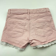 Load image into Gallery viewer, Girls H&amp;M, lace trim stretch cotton shorts, adjustable, FUC, size 10,  
