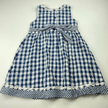 Load image into Gallery viewer, Girls Teeny Weeny, floral trim checked cotton dress, GUC, size 2, L: 50cm