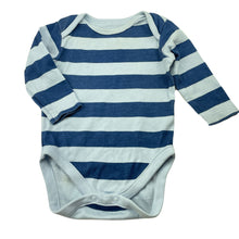 Load image into Gallery viewer, Boys Mothercare, blue stripe cotton bodysuit / romper, FUC, size 00,  