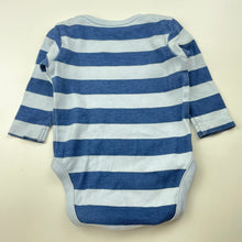 Load image into Gallery viewer, Boys Mothercare, blue stripe cotton bodysuit / romper, FUC, size 00,  