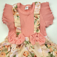 Load image into Gallery viewer, Girls SHENZHEN, spliced ribbed / ruffle romper, GUC, size 1,  