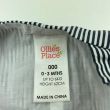 Load image into Gallery viewer, unisex Ollies Place, embroidered lightweight cotton overalls / romper, EUC, size 000,  