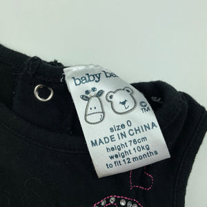 Girls Baby Baby, stretchy black & white bubble top, L: 30cm, EUC, size 0,  