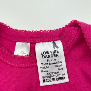 Girls Dymples, pink cotton bodysuit / romper, EUC, size 00,  
