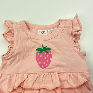 Girls Cotton On, stretchy ruffle romper, strawberry, EUC, size 0000,  