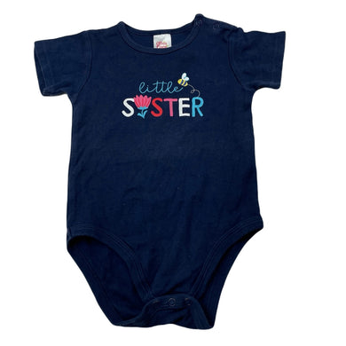 Girls Ollies Place, navy cotton bodysuit / romper, GUC, size 1,  